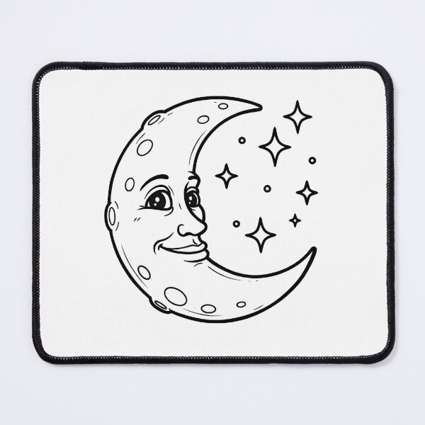 Artikelvorschau, Vintage Crescent Moon Face Line Art entworfen und verkauft von ArtPer-design.