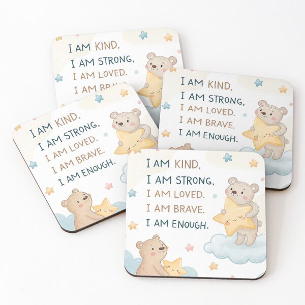 Item preview, I Am Enough Affirmations - Cute Bear Affirmation Station & Nursery Art designed and sold by By Nayla.