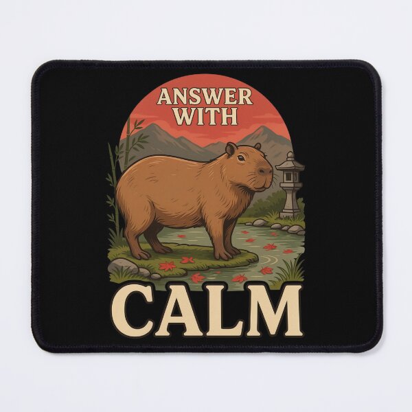 Item preview, Answer With Calm Capybara – Vintage Stoic Zen Design designed and sold by No Excuses Supply.