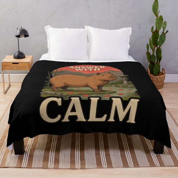 Item preview, Answer With Calm Capybara – Vintage Stoic Zen Design designed and sold by No Excuses Supply.
