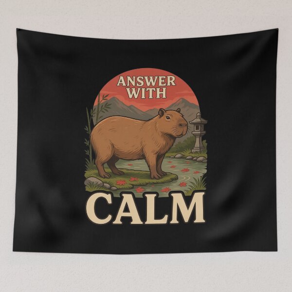 Item preview, Answer With Calm Capybara – Vintage Stoic Zen Design designed and sold by No Excuses Supply.