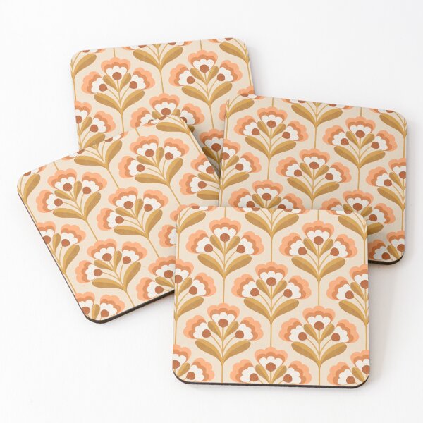 Item preview, Retro 70s Folk Floral Pattern in Cream & Mustard Yellow designed and sold by Illustrated by Nat.