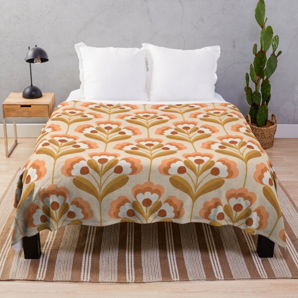Item preview, Retro 70s Folk Floral Pattern in Cream & Mustard Yellow designed and sold by Illustrated by Nat.