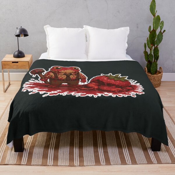 Item preview, Funny Horror Frog Sticker – Strawberry Crime Scene Cartoon designed and sold by SimplePoDesign.