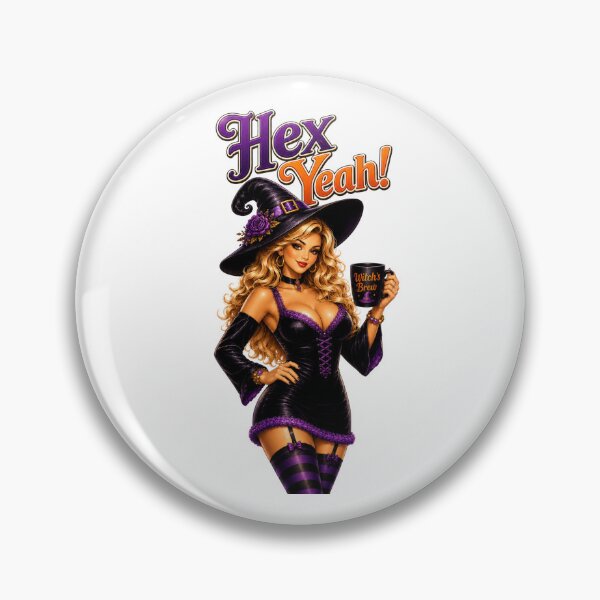 Item preview, Hex Yeah! Glam Witch Halloween Pin-Up Witch with Witch's Brew designed and sold by RoPrincess.