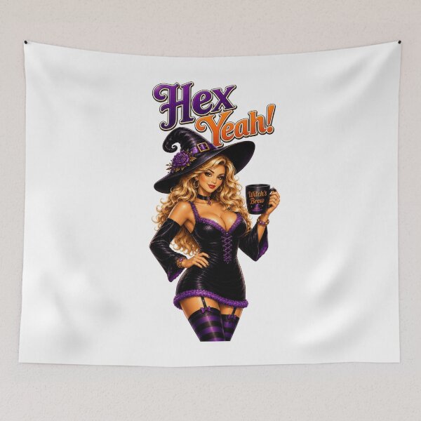 Item preview, Hex Yeah! Glam Witch Halloween Pin-Up Witch with Witch's Brew designed and sold by RoPrincess.