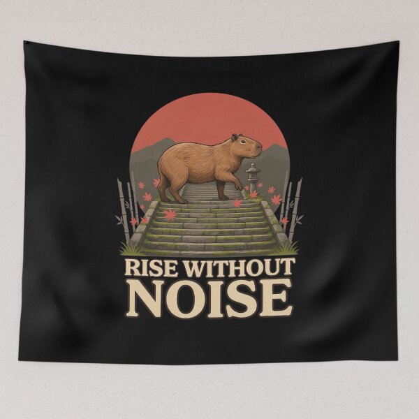 Item preview, Rise Without Noise Capybara – Vintage Stoic Zen Design designed and sold by No Excuses Supply.