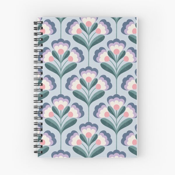 Item preview, Retro 70s Folk Floral Pattern in Powder Blue & Teal designed and sold by Illustrated by Nat.