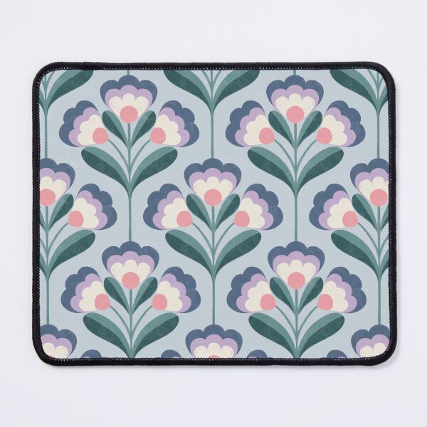Item preview, Retro 70s Folk Floral Pattern in Powder Blue & Teal designed and sold by Illustrated by Nat.