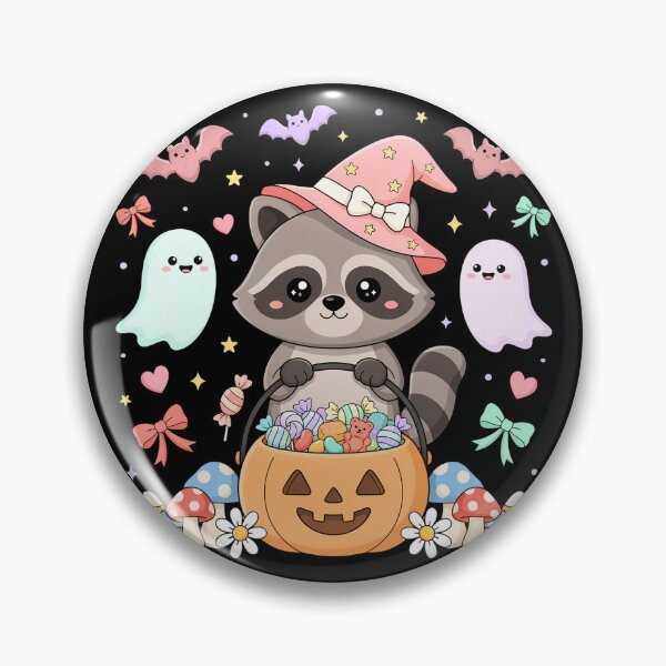 Item preview, Cute Pink Halloween Raccoon Trick or Treat Kawaii Design designed and sold by SoftStyleStudio ⭐⭐⭐.