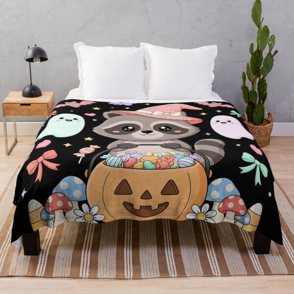 Item preview, Cute Pink Halloween Raccoon Trick or Treat Kawaii Design designed and sold by SoftStyleStudio ⭐⭐⭐.