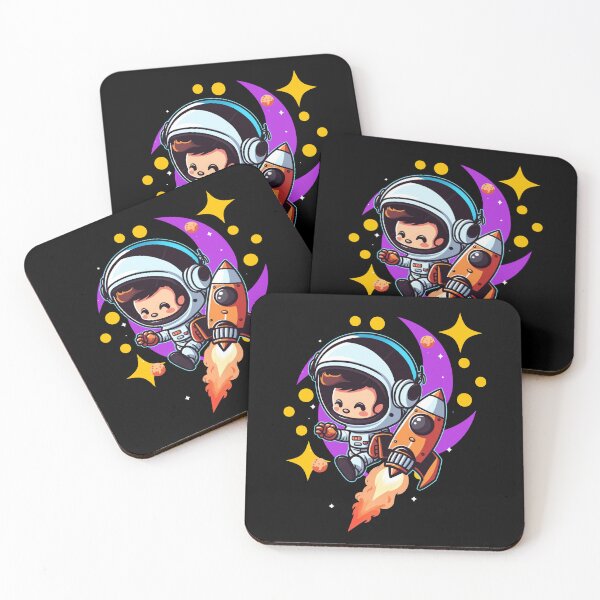 Item preview, Cute Kawaii Astronaut Riding Rocket Cartoon Space Adventure designed and sold by Szpaku desart .
