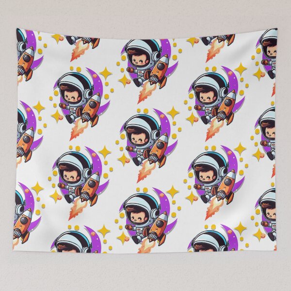 Item preview, Cute Kawaii Astronaut Riding Rocket Cartoon Space Adventure designed and sold by Szpaku desart .