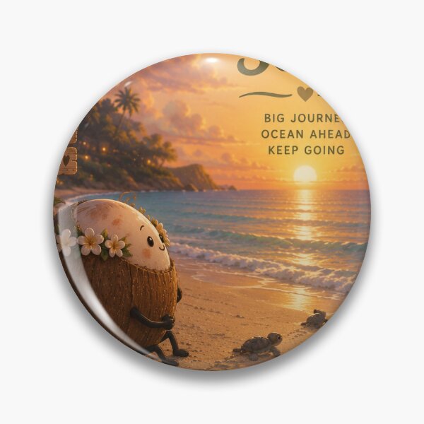 Item preview, Little Steps, Big Journey | Coconut & Baby Sea Turtles Beach Illustration designed and sold by Genesis-Ink.
