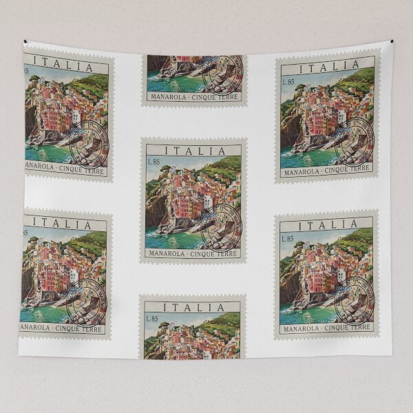Item preview, Manarola Italy Cinque Terre Pastel Cliff Stamp Sticker designed and sold by stickercuffs.
