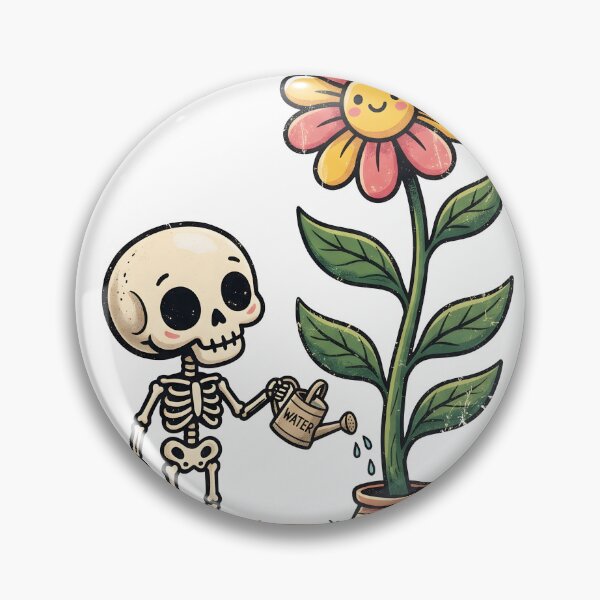 Item preview, Skeleton Watering Smiling Flower in Pot with Tiny Watering Can designed and sold by MisteryDesigner.