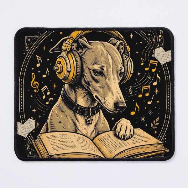 Item preview, Greyhound, lover of reading and good music designed and sold by ConElAlma.
