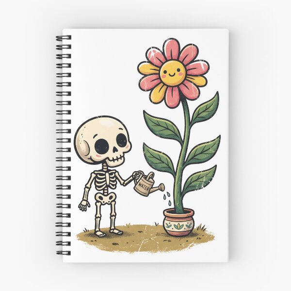 Item preview, Skeleton Watering Smiling Flower in Pot with Tiny Watering Can designed and sold by MisteryDesigner.