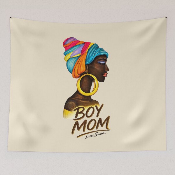 Item preview, BOY MOM | Black African Portrait | Afro Style Art by Lana Swan designed and sold by BlueberrySwan.