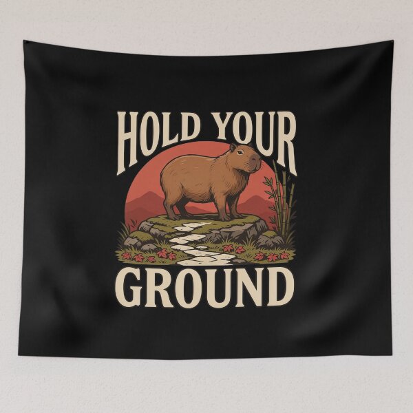 Item preview, Hold Your Ground Capybara – Vintage Stoic Zen Design designed and sold by No Excuses Supply.