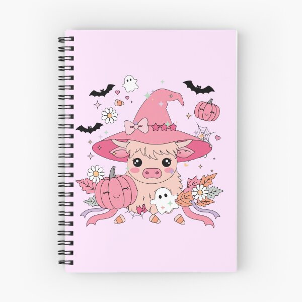 Item preview, Cute Pink Highland Cow Witch Kawaii Halloween Design designed and sold by SoftStyleStudio ⭐⭐⭐.