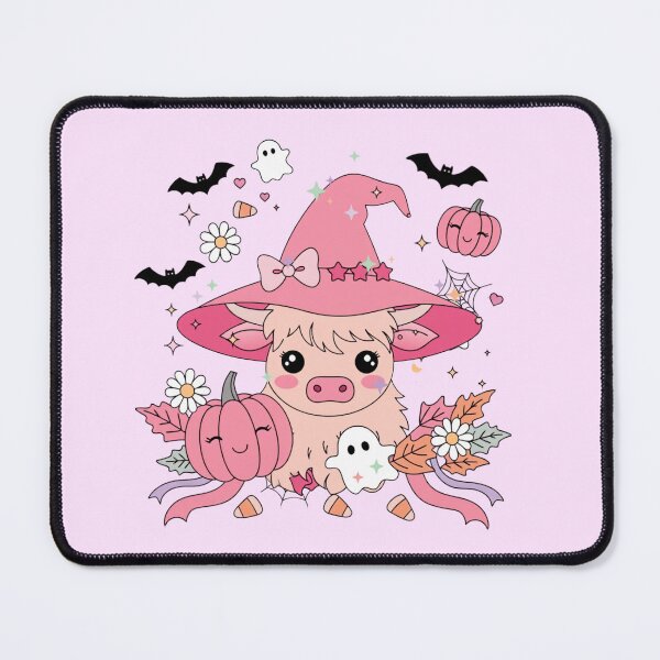 Item preview, Cute Pink Highland Cow Witch Kawaii Halloween Design designed and sold by SoftStyleStudio ⭐⭐⭐.