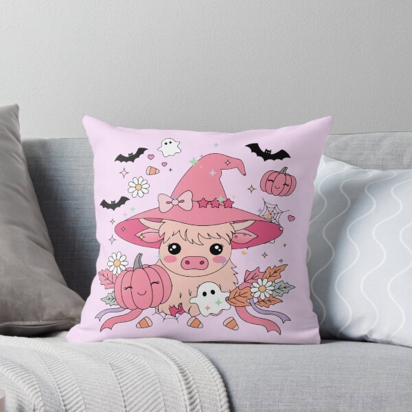 Item preview, Cute Pink Highland Cow Witch Kawaii Halloween Design designed and sold by SoftStyleStudio ⭐⭐⭐.
