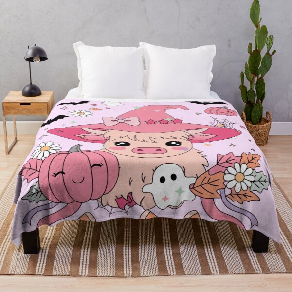 Item preview, Cute Pink Highland Cow Witch Kawaii Halloween Design designed and sold by SoftStyleStudio ⭐⭐⭐.