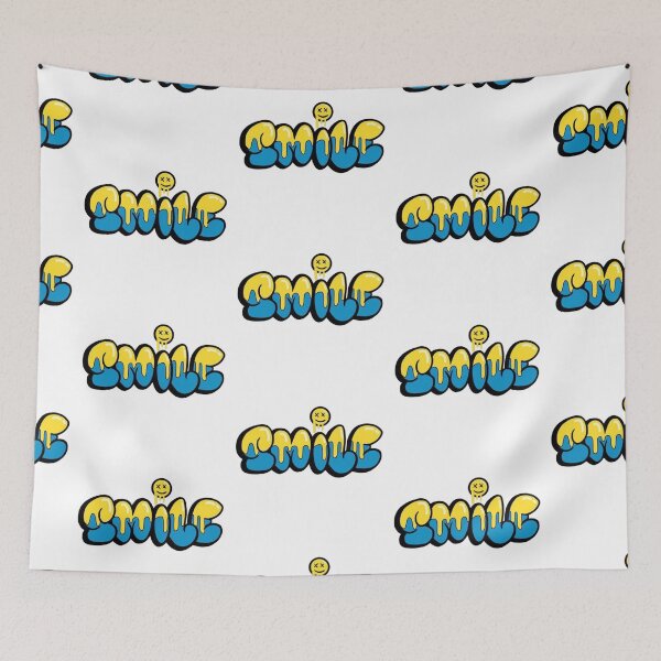 Item preview, Smile Drip Graffiti Street Art Yellow Blue Melted Smiley designed and sold by Jo Graphics.