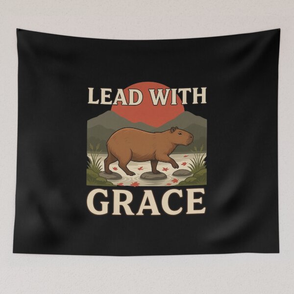 Item preview, Lead With Grace Capybara – Vintage Stoic Zen Design designed and sold by No Excuses Supply.