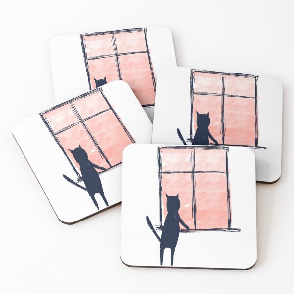 Item preview, Funny Black Cat Window Introvert Meme designed and sold by ArtbyLanaN.
