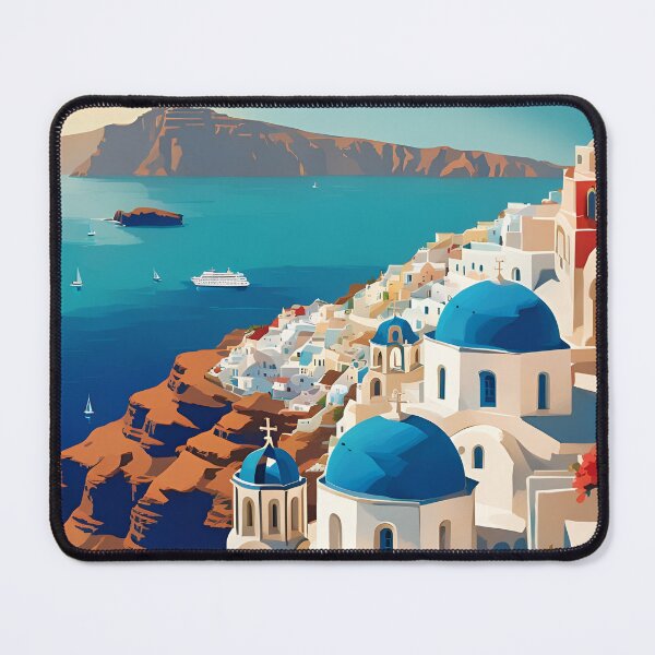 Item preview, Santorini Greece Modern Travel Advertisement designed and sold by Glimmersmith.