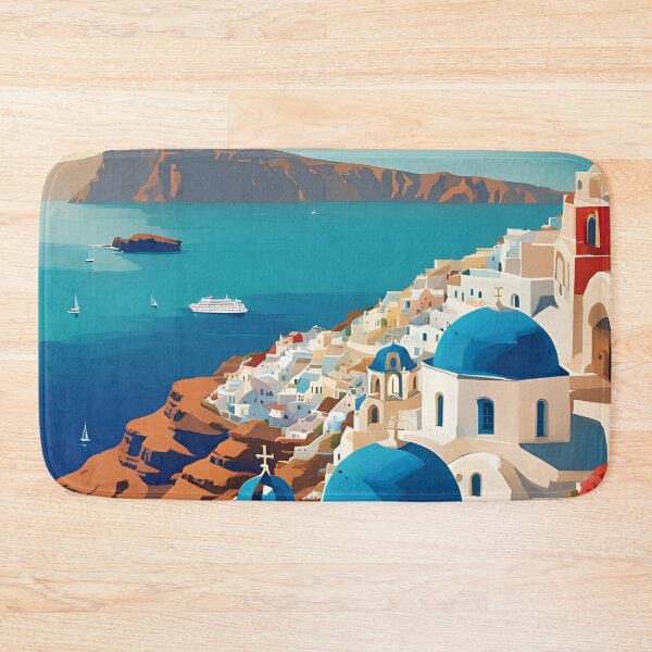 Item preview, Santorini Greece Modern Travel Advertisement designed and sold by Glimmersmith.