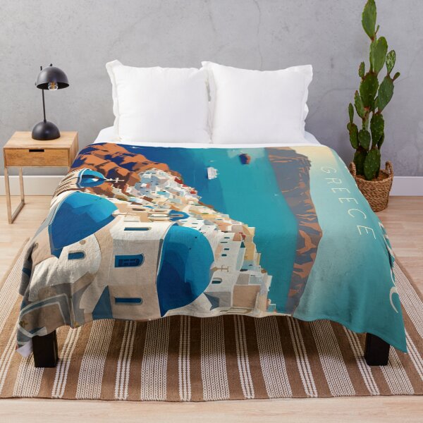 Item preview, Santorini Greece Modern Travel Advertisement designed and sold by Glimmersmith.