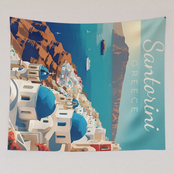 Item preview, Santorini Greece Modern Travel Advertisement designed and sold by Glimmersmith.