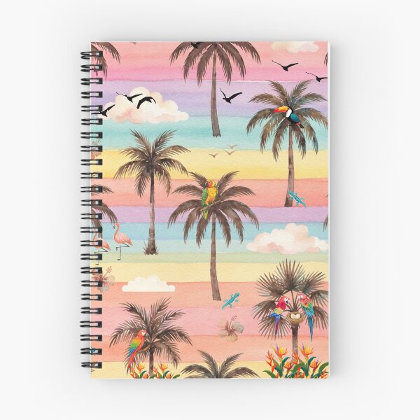 Item preview, Vibrant Tropical Paradise Watercolor Pattern with Palm Trees and Exotic Animals designed and sold by VibranPalette.