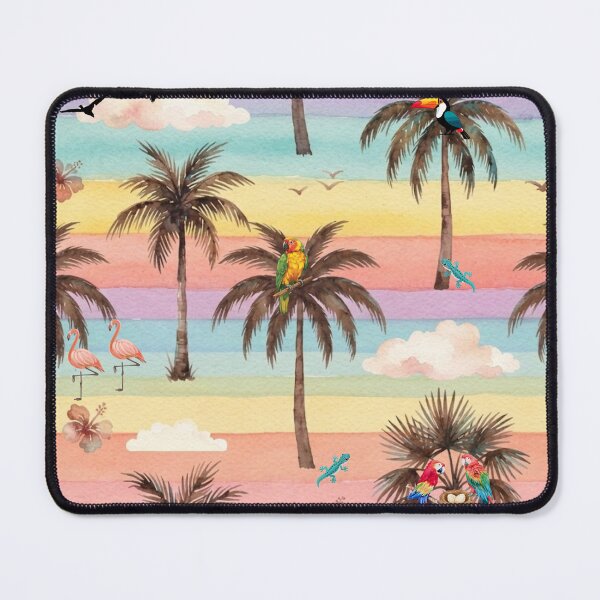 Item preview, Vibrant Tropical Paradise Watercolor Pattern with Palm Trees and Exotic Animals designed and sold by VibranPalette.