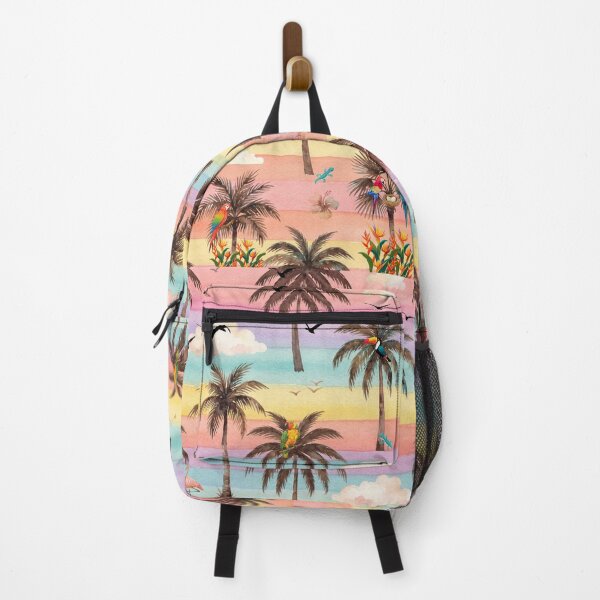 Item preview, Vibrant Tropical Paradise Watercolor Pattern with Palm Trees and Exotic Animals designed and sold by VibranPalette.