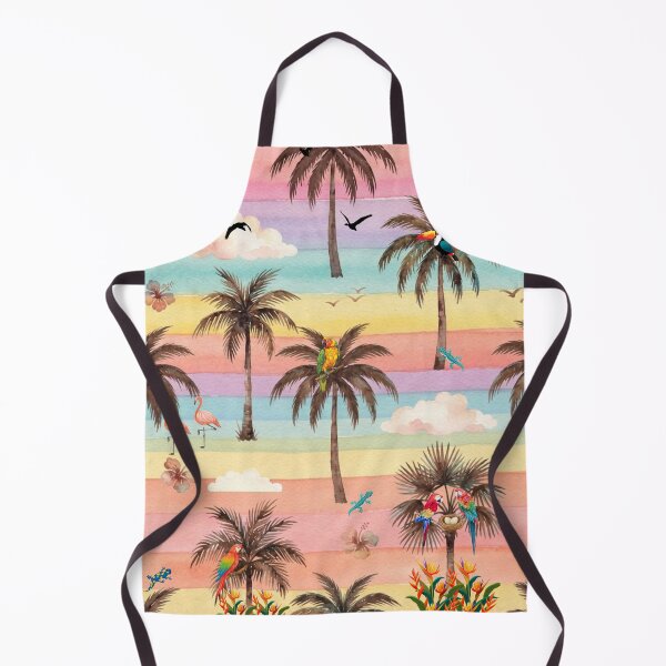 Item preview, Vibrant Tropical Paradise Watercolor Pattern with Palm Trees and Exotic Animals designed and sold by VibranPalette.