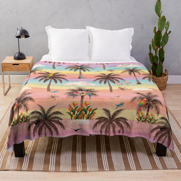 Item preview, Vibrant Tropical Paradise Watercolor Pattern with Palm Trees and Exotic Animals designed and sold by VibranPalette.