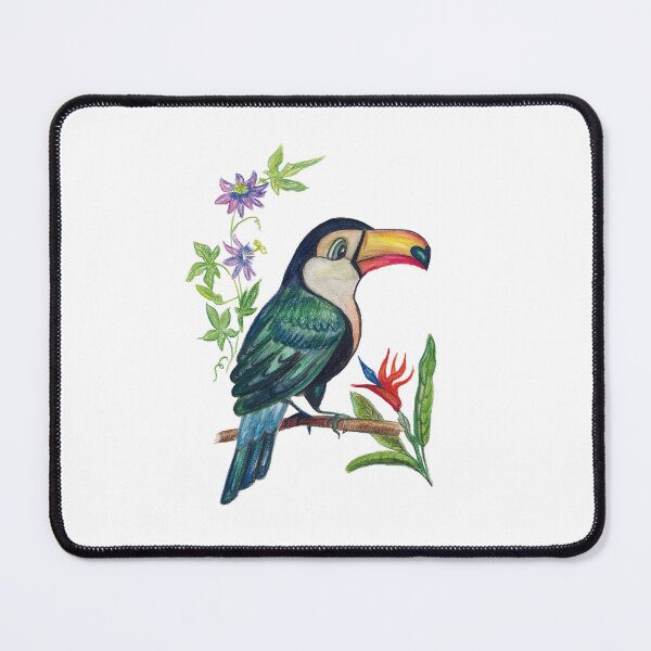 Item preview, Vibrant Toucan Bird Illustration with Tropical Flowers designed and sold by Dina's Fine Arts.