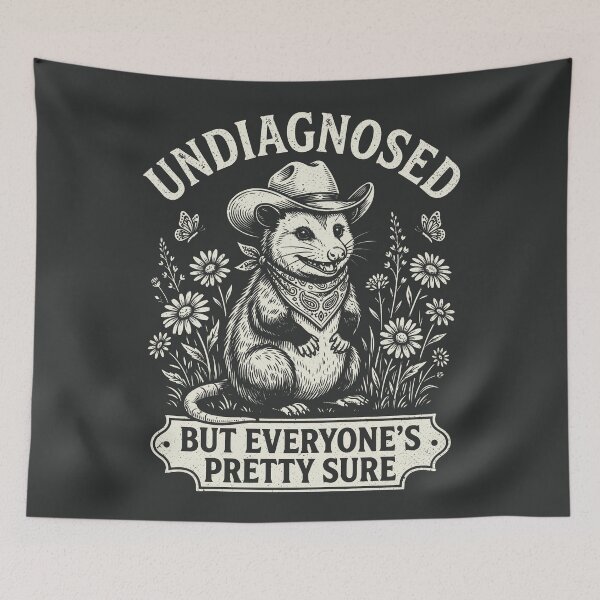 Item preview, Undiagnosed Cowboy Possum Mental Health Floral  designed and sold by Y-Vibes.