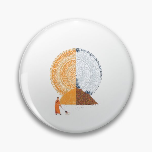 Item preview, Zen Buddhist Monk Sweeping Mandala Abstract Art designed and sold by ByKayaPrints.