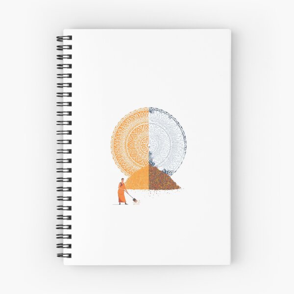 Item preview, Zen Buddhist Monk Sweeping Mandala Abstract Art designed and sold by ByKayaPrints.