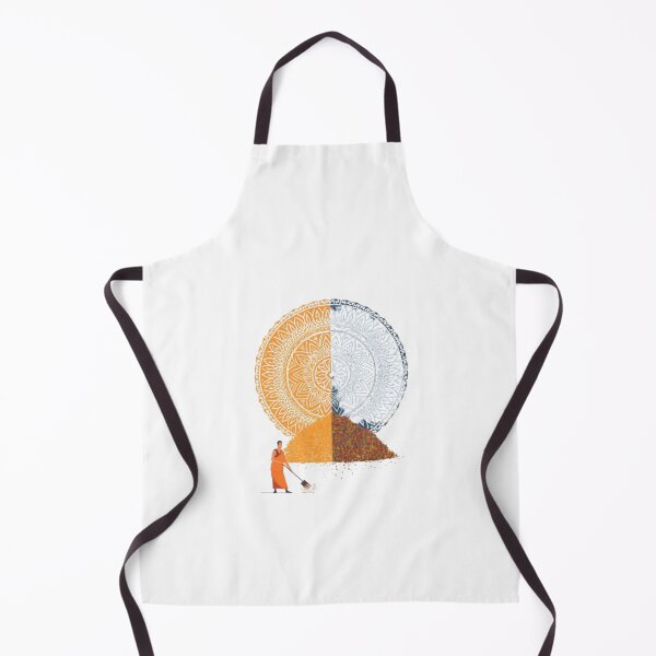 Item preview, Zen Buddhist Monk Sweeping Mandala Abstract Art designed and sold by ByKayaPrints.