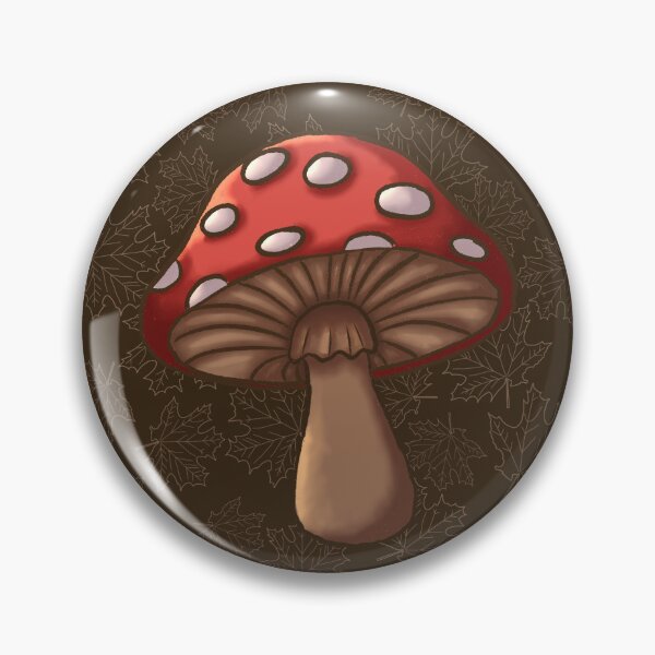 Item preview, Amanita mushroom on chocolate brown maple leaf designed and sold by OhNoNotAgain42.