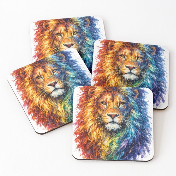 Item preview, Rainbow Watercolor Lion | Colorful Lion Portrait designed and sold by SmikiM.
