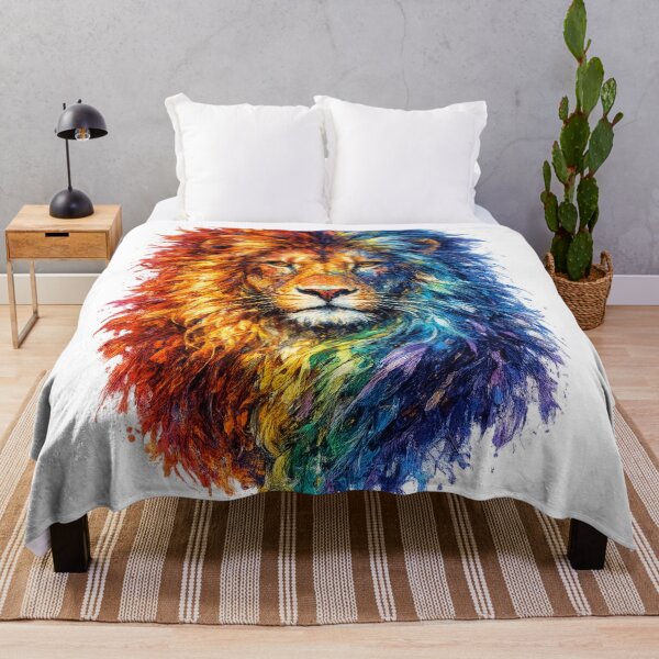Item preview, Rainbow Watercolor Lion | Colorful Lion Portrait designed and sold by SmikiM.