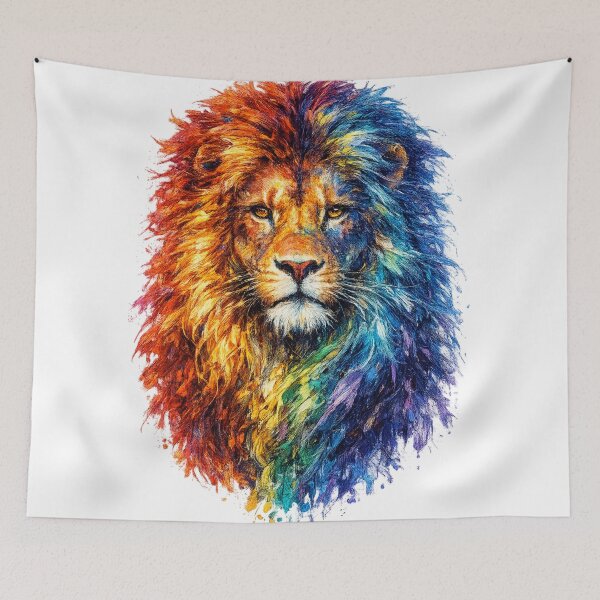 Item preview, Rainbow Watercolor Lion | Colorful Lion Portrait designed and sold by SmikiM.