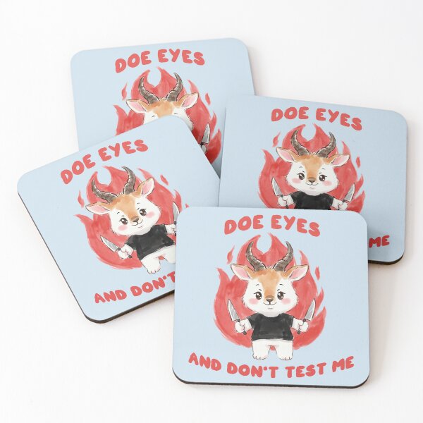 Item preview, Doe Eyes and Don't Test Me — Cute Goat Knives Funny Sticker | Chaotic Cute Animal Humor Gift designed and sold by ArtofDari.